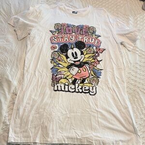 White Mickey Mouse Graphic T-Shirt Sleep Dress